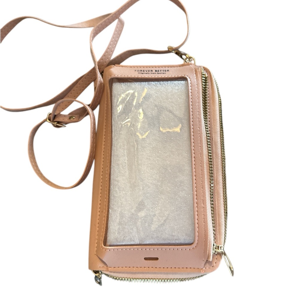 Forever New Pink Crossbody clear bag card slots pockets nice 👍